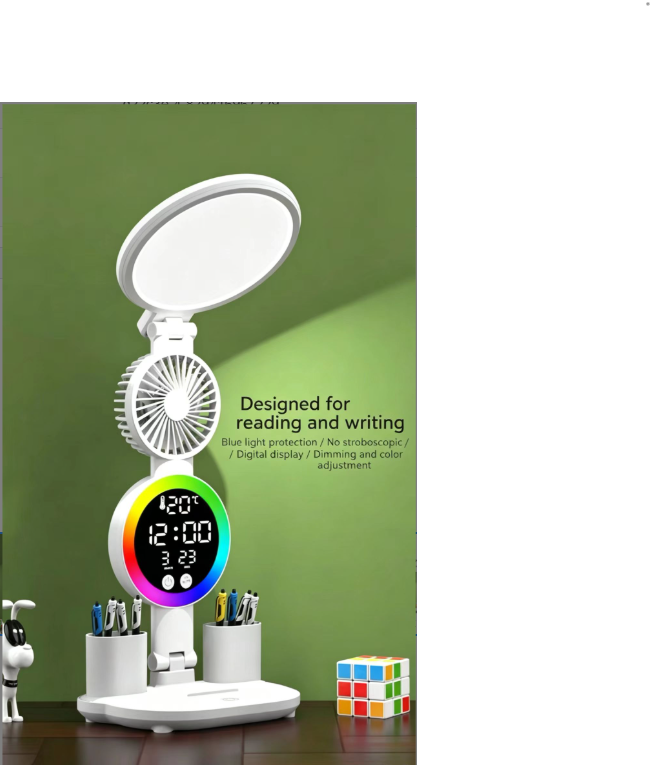 Lampada da scrivania per studio, protezione per gli occhi, ideale per i compiti a casa, con spina, a doppio uso, per lettura e comodino, a LED dimmerabile._voghion.com